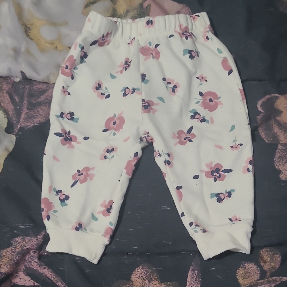 Floral Print Kids Bottoms - White and Pink